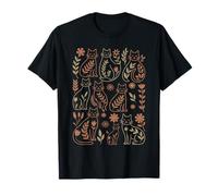 Cat Subtle Boho Floral Harmony Whimsical Feline Cat T-Shirt