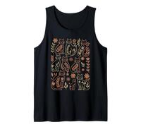 Cat Subtle Boho Floral Harmony Whimsical Feline Cat Tank Top