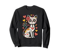 Cat Sugar Skull Halloween Dia De Los Muertos Cinco De Mayo Sweatshirt
