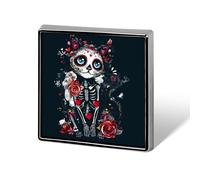 Cat Sugar Skull Mexico Calavera Dia De Los Custom Lapel Pins Square Brooch Tie Suit Dress Accessories for Men Women Wedding Birthday