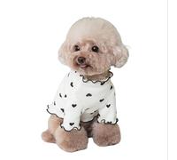 Cat Summer Autumn Heart-Shaped Printed Shirt Stretchable Ruffled Long Sleeve Chihuahua Schnauzer Shih Yorkie Set (5 Pieces Shipped) (White, X-Small)