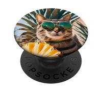 Cat Summer Vacation PopSockets Adhesive PopGrip