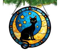 Cat Sun Catcher - Acrylic Cats Moon San Cattcher Pendants | Hanging Crystal Window Ornament For Home Garden Wall Decor Boho Style Suncattcher Gift For Pets Lovers Room Decoration Light Catching Charm