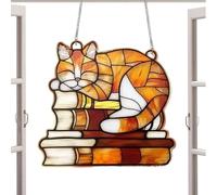 Cat Suncatcher for Window, Cat Home Decor | Cat Room Decor Cat Ornament 20cm Cat Ornament,Pet House Decoration Wall Art Decorative Ornaments for Harbour