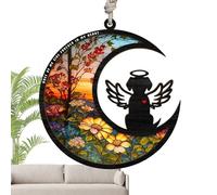 Cat Suncatcher, Stained Glass Cat | Special Thoughtful Black Cat Decor | Cat Decor, Memorial Stained Glass Decor Cat Memorial Statue for Decoration Cat Home Room