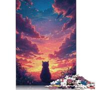 Cat Sunset Landscape Puzzles for Adults 500 Pieces Puzzle Jigsaws for Adults Home Decoration Puzzle Toys 500pcs (52x38cm)