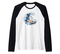Cat Surfing - Funny Cat Raglan Baseball Tee