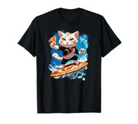 Cat Surfing Pizza - Funny Cat T-Shirt
