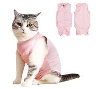 Cat Surgery Recovery Suit, Breathable Cat Suit Post Surgery Female Kitten Onesie for Cats After Surgery Spay Surgical Abdominal Wound Anti Lick Skin Diseases E-Collar Alternative Wear (Pink, Small)