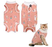 Cat Surgery Recovery Suit Cats Post Surgical Recovery Suit Kitten Onesie Bodysuit Anti-licking Cats Vest Wound Protector Clothes,Elizabethan Collar&Cone Alternative(M/Alpaca Print)