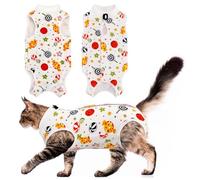 Cat Surgery Recovery Suit Cats Post Surgical Recovery Suit Kitten Onesie Bodysuit Anti-licking Cats Vest Wound Protector Clothes,Elizabethan Collar&Cone Alternative(M/Lollipop Print)