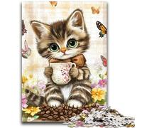 Cat Surrounded by Butterflies 1000 Pieces Jigsaw Puzzle for Adults& Teens,Challenging To Complete But Fun And Humorous Educational Game for Birthday (38X26cm)