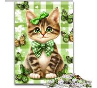 Cat Surrounded by Butterflies Adult Jigsaw Puzzles 1000 Pieces, Staycation Kill Time Every Piece Is Unique - Challenging Family Fun Game (size 26x38cm)