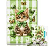 Cat Surrounded by Butterflies Puzzles for Adults Teens 1000 Pieces,Stress Reliever Staycation Kill Time with Matching Poster And Trivia Sheet (50x75cm)