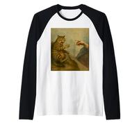 Cat Swatting God's Hand Funny Sarcastic Parody Cats Raglan Baseball Tee