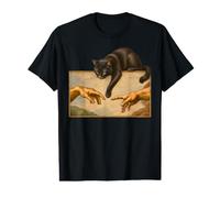 Cat Swatting Hand Creation of Adam Funny Cat Art Parody Value Graphic T-Shirt