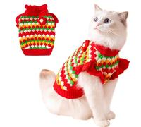 Cat Sweater Hand Knitted Tulip Warm Thick Clothes Cold Weather Outfit for Small Pet Puppy Kitten Chihuahua Yorkie Rabbit Guinea Pig Ferret (Red,Small)