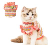 Cat Sweater Hand Knitted Tulip Warm Thick Clothes Cold Weather Outfit for Small Pet Puppy Kitten Chihuahua Yorkie Rabbit Guinea Pig Ferret (Pink,X-Large)