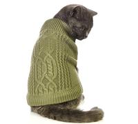 Cat Sweater Keep Your Pets Cozy, 16 Color Turtleneck Knitted Sleeveless Cat Clothes, Winter Outfits for Cats & Small Dogs During Cold Seasons (Olive Green, X-Small)
