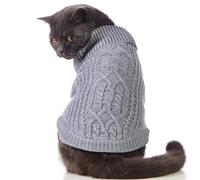 Cat Sweater Keep Your Pets Cozy, 16 Color Turtleneck Knitted Sleeveless Cat Clothes, Winter Outfits for Cats & Small Dogs During Cold Seasons (Grey, X-Small)