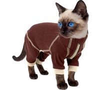 Cat Sweaters for Cats Only, Cat Hair Sticky Shirt Reduce Shedding Around Your Home, Four Leg Surgery Suit Onesie After Surgery Cover Wound(Brown, S)