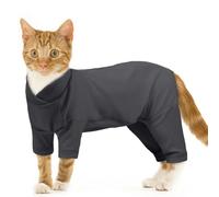 Cat Sweatshirt, Cat Onesie Surgery Recovery Suit Preventing Licking and Scratching at Stitches(Dark Grey, 2XL)