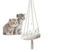 Cat Swing Bed | Boho Swing Bed Hammock for Indoor Cats, Comfortable Pet Cat Beds with Removable Cushion for Balcony, Study Room, Living Room, Patio Easy Assembly