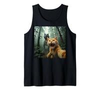 Cat T Rex Dinosaur Selfie & Humor Funny Retro Classic Photo. Tank Top
