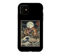 Cat T-Rex Kaiju Japanese Woodblock Ukiyo-e Art Case for iPhone 11