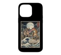 Cat T-Rex Kaiju Japanese Woodblock Ukiyo-e Art Case for iPhone 14 Pro Max