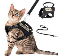 Cat Tactical Harness Leash Soft Mesh Outdoor Walking Vest Adjustable Large with Rubber Handle Easy to Control for, Puppy Small Dog (Black)