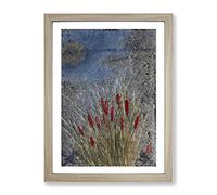 Cat Tails & Moon By Shibata Zeshin Asian Japanese Framed Wall Art Print, Ready to Hang Picture for Living Room Bedroom Home Office Décor, Oak A4 (34 x 25 cm)