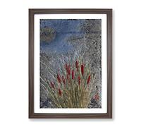Cat Tails & Moon By Shibata Zeshin Asian Japanese Framed Wall Art Print, Ready to Hang Picture for Living Room Bedroom Home Office Décor, Walnut A4 (34 x 25 cm)