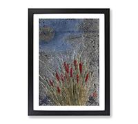 Cat Tails & Moon By Shibata Zeshin Asian Japanese Framed Wall Art Print, Ready to Hang Picture for Living Room Bedroom Home Office Décor, Black A4 (34 x 25 cm)