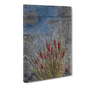Cat Tails & Moon By Shibata Zeshin Canvas Print | Gallery Wrapped 30mm Frame Wall Art | 20x14 inches | Ready to Hang | Asian Space Picture | Living Room Bedroom Lounge Office