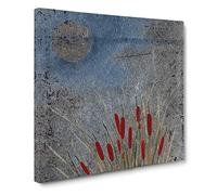 Cat Tails & Moon by Shibata Zeshin Canvas Print | Gallery Wrapped 30mm Frame Wall Art | 20x20 inches | Ready to Hang | Modern Space Picture | Living Room Bedroom Lounge Office