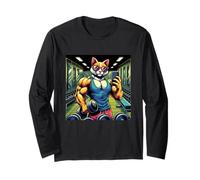 Cat Taking Gym Selfie with Dumbbell Fitness Long Sleeve T-Shirt