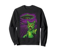 Cat taking Selfie with Alien UFO funny gifts men women kids Sweatshirt
