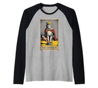 Cat Tarot Card The Emperor Cat Food Bowl Lover Funny Cat Raglan Baseball Tee