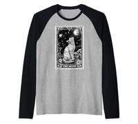 Cat Tarot Card Witchy Moon Hat Halloween Black Cats Zodiac Raglan Baseball Tee