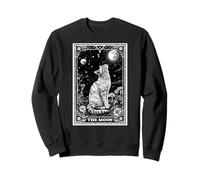 Cat Tarot Card Witchy Moon Hat Halloween Black Cats Zodiac Sweatshirt