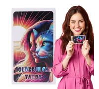 Cat Tarot Cards, Beginner Deck, 4.06x2.36 Inches 78 Pieces English Divination Tools, Versatile Cats Themed Tarots for Family Reading, Spiritual, Card Game, Adults and Teens