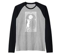 Cat Tarot The Moon Art Nouveau Vintage Funny Feline Cats Raglan Baseball Tee