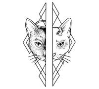 Cat tattoo - Temporalis® | Temporary tattoos for women and men - Vegan fake tattoos, waterproof and EU-certified - Lasts 1 to 2 weeks [ feline duality ]