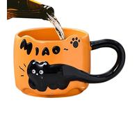 Cat Tea Cup | Stacked Latte Cups - Cute Ceramic Funny Cartoon Breakfast Mug Kitchen Dinnerware for Coffee Tea Milk Chocolate Juice