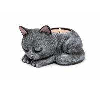 Cat Tea Light Holder - Sleeping Cat Candle Holder, Gift for Cat Lovers | Lamar (Black/Pink)
