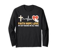 Cat Teaches Me All Three Christian God Jesus Faith Hope Love Long Sleeve T-Shirt