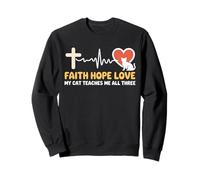 Cat Teaches Me All Three Christian God Jesus Faith Hope Love Sweatshirt