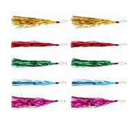 Cat Teaser Replacement Heads Glitter Plastic Attachments 10pcs with Bell | Interactive Play Parts, Easy, Keep Fingers from Claws for Cats Random Color