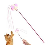 Cat Teaser Stick | Interactive Teaser Wand with Plush Ball - Pet Companion Toy with Colorful Fringe for Home, Work Area, Outdoors, Car